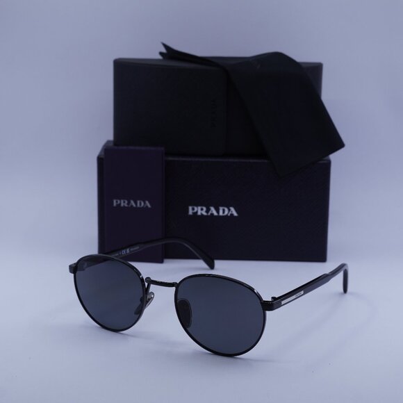 Prada PRB51S 1AB5Z1 Round Sunglasses – Black Polarized - Picture 1 of 9
